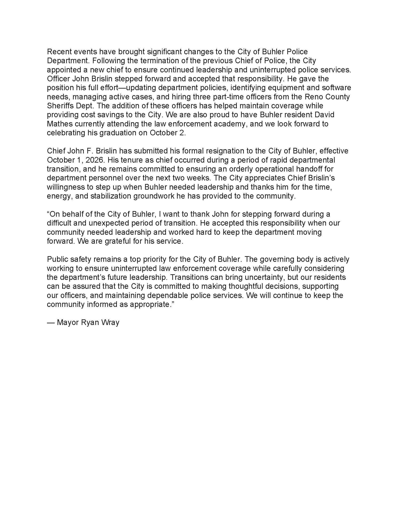 Public Statement